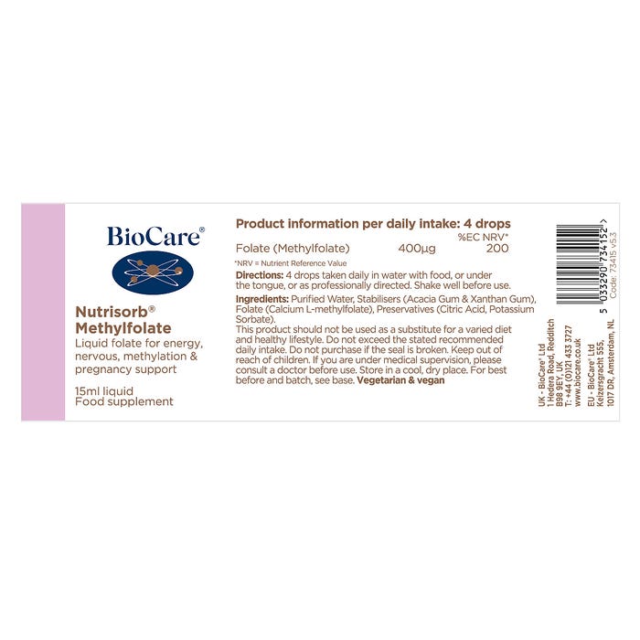Biocare Nutrisorb Liquid Methylfolate 15ml