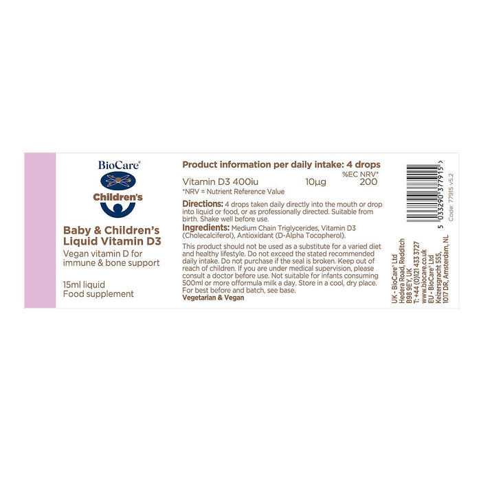 Biocare Baby Vitamin D Drops 300iu 15ml