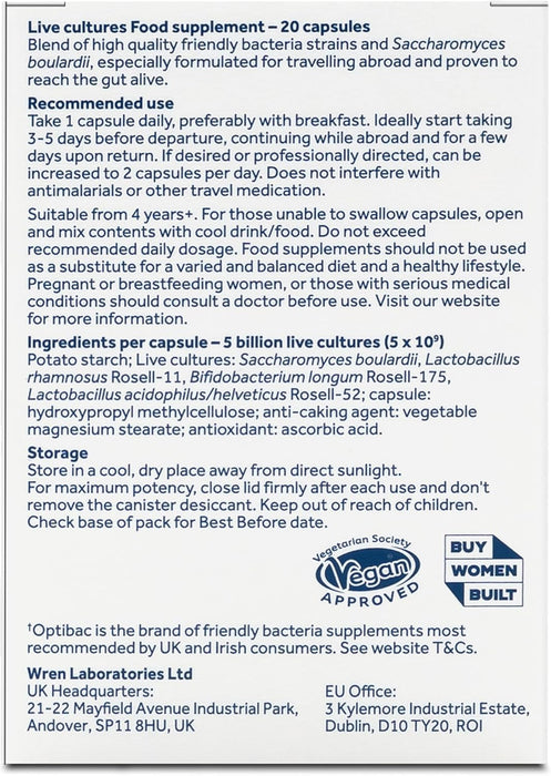 Optibac Travel Abroad 20 Capsules