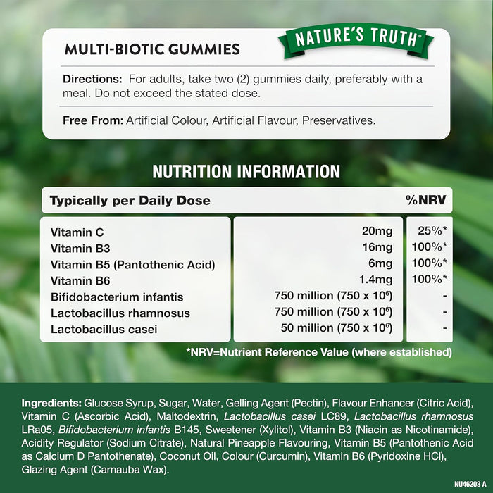 Nature's Truth Multi-Biotic Pineapple 60 Gummies