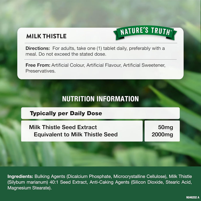 Nature's Truth Milk Thistle 2000mg 60 Tablets