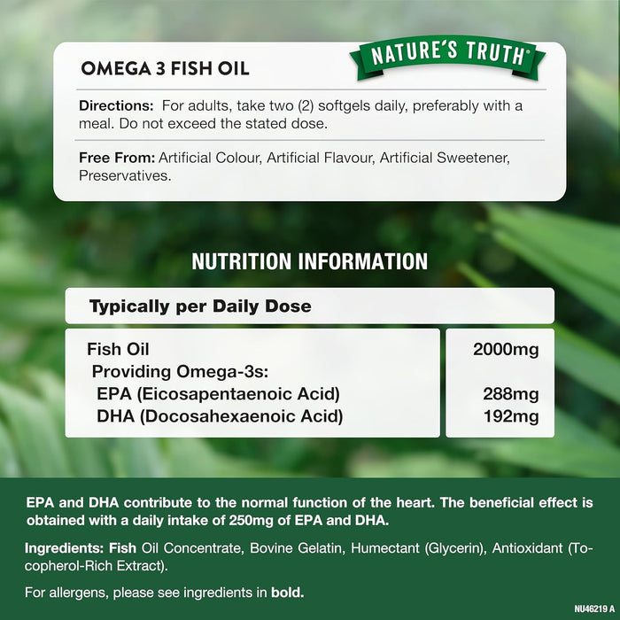 Nature's Truth Omega 3 Fish Oil 2000mg 60 Softgels