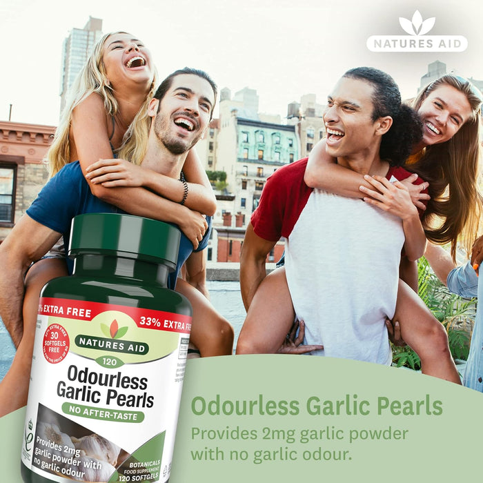 Natures Aid Odourless Garlic Pearls 120 Softgels
