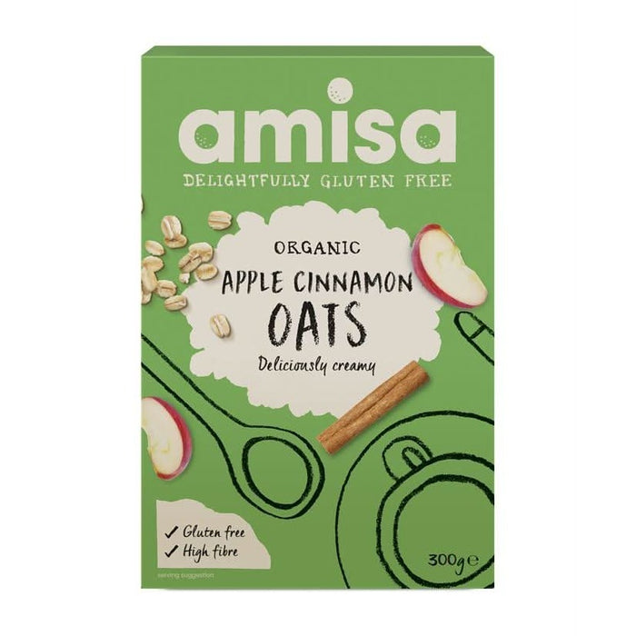 Amisa Organic Gluten Free Porridge Oats Apple 300g