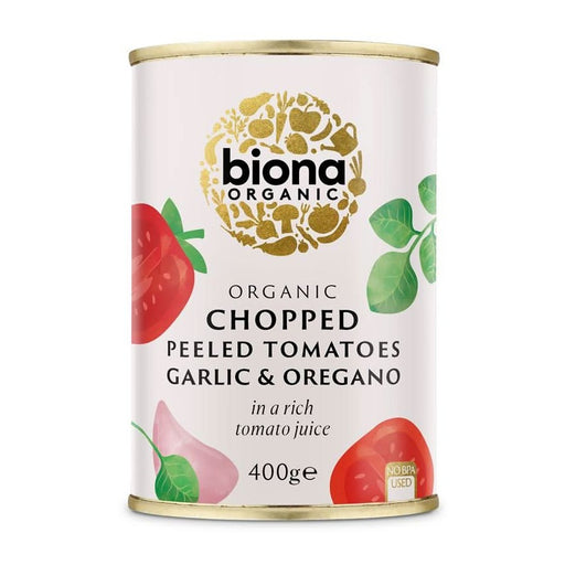 Biona Chopped Toms Garlic & Oregano 400g