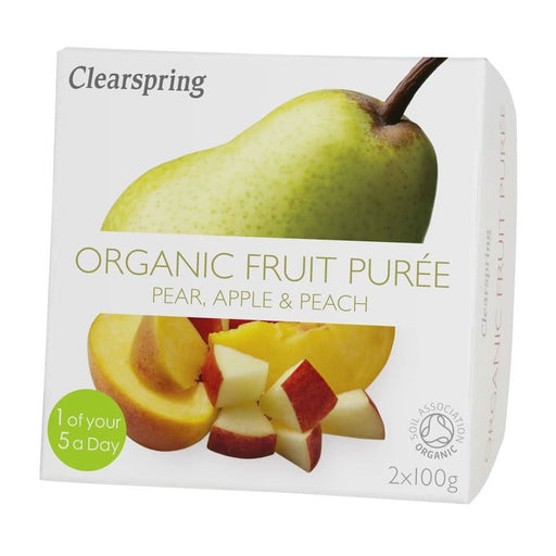 Clearspring Fruit Puree Pear/Apple/Peach 2 X 100g