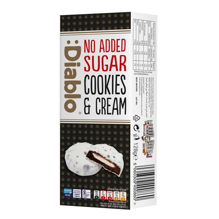 Diablo Sugar Free White Choc Cookies & Cream 128g