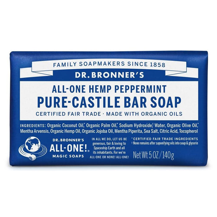 Dr Bronner Org Peppermint Soap Bar 140g