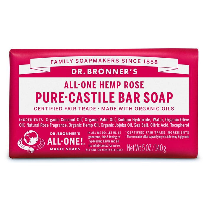 Dr Bronner Org Rose Soap Bar 140g