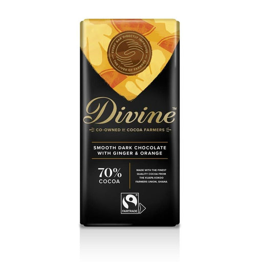 Divine Chocolate Dark Choc Ginger & Orange 90g