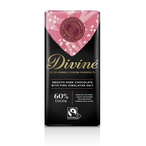 Divine Chocolate Dark Choc Pink Salt 90g