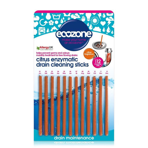 Ecozone Drain Sticks Citrus 12 Sticks