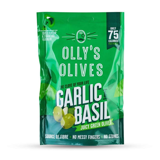 Ollys Garlic & Basil Green Olives 50g