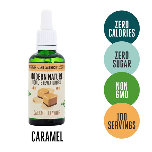 Modern Nature Stevia Drops Caramel Sweetener 50ml