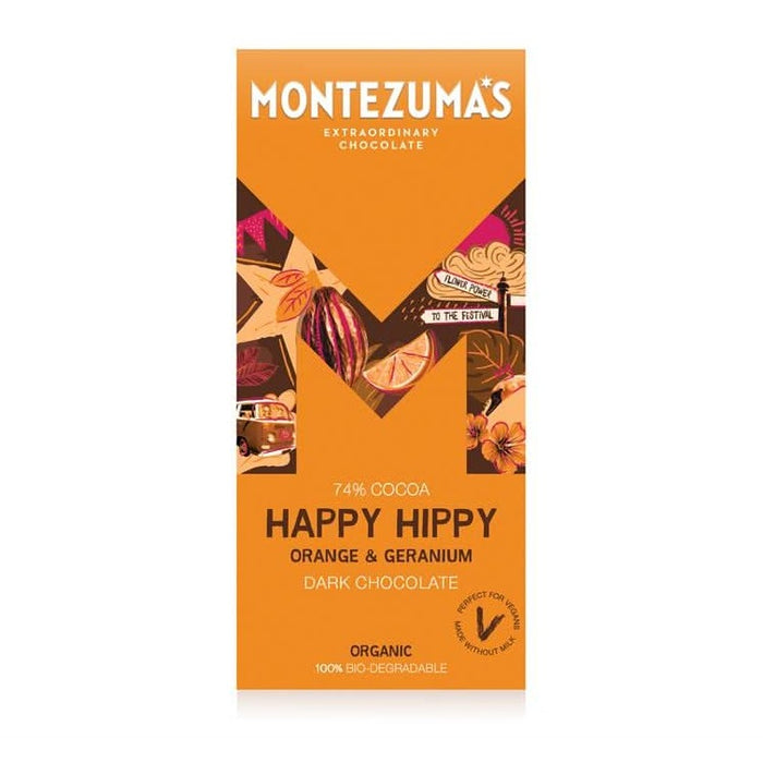 Montezumas Chocolate Happy Hippy Orange & Geranium 90g