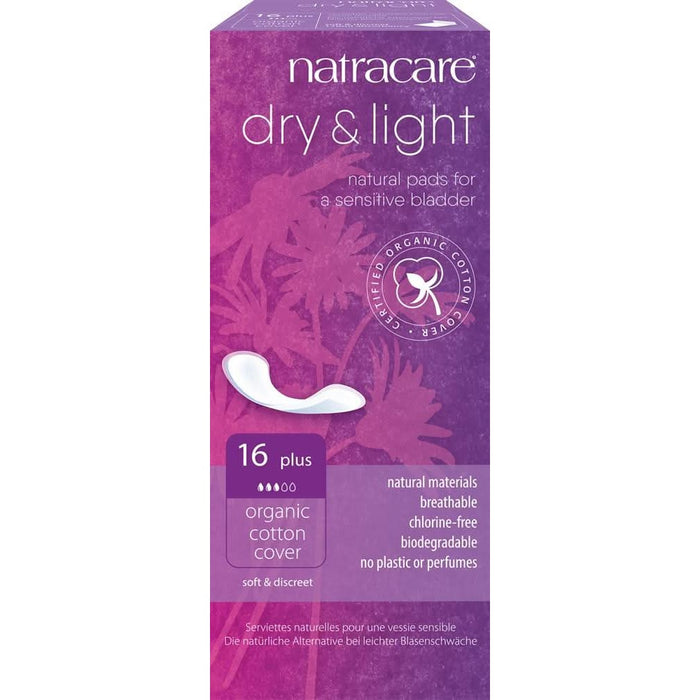 Natracare Dry & Light Incontinence Plus Pads x 16 Pack
