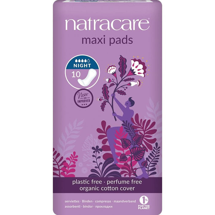 Natracare Maxi Pads Night Time x 10 Pack