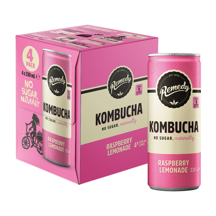 Remedy Kombucha Raspberry Lemonade 330ml x 4