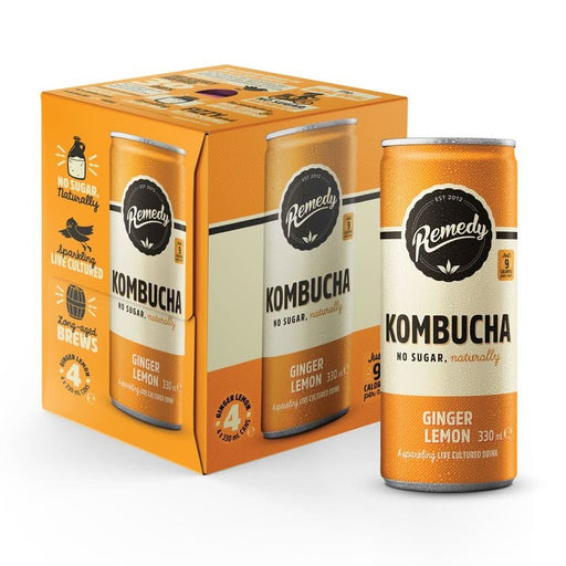 Remedy Kombucha Ginger Lemon 330ml x 4