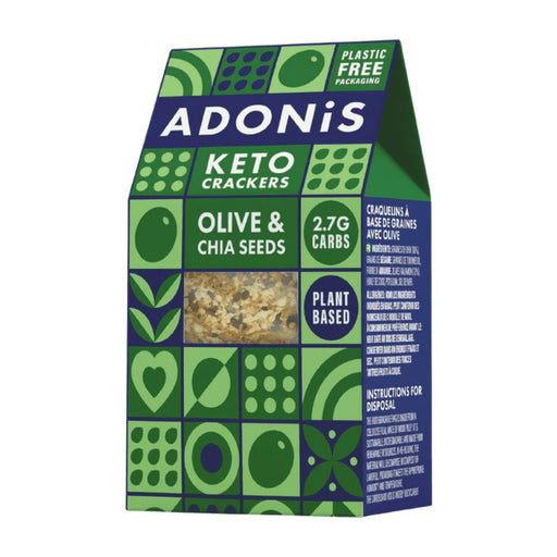 Adonis Olive & Chia Seeds Crackers 60g - Plant-Based Low Carb