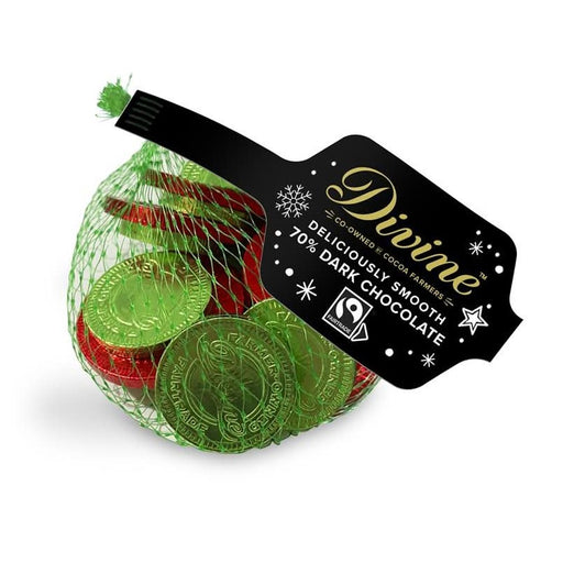 Divine Chocolate 70% Fairtrade Dark Choc Coins 65g