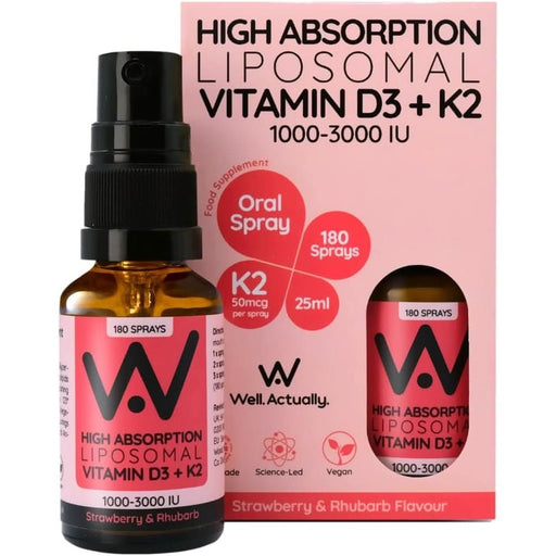 Well Actually Vitamin D3 (2000IU's) + K2 Strawberry & Rhubarb Flavour 25ml