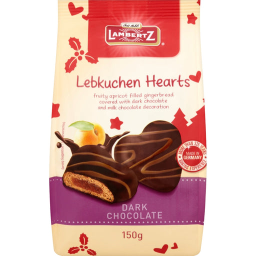 Lambertz Dark Chocolate Lebkuchen Hearts 150g