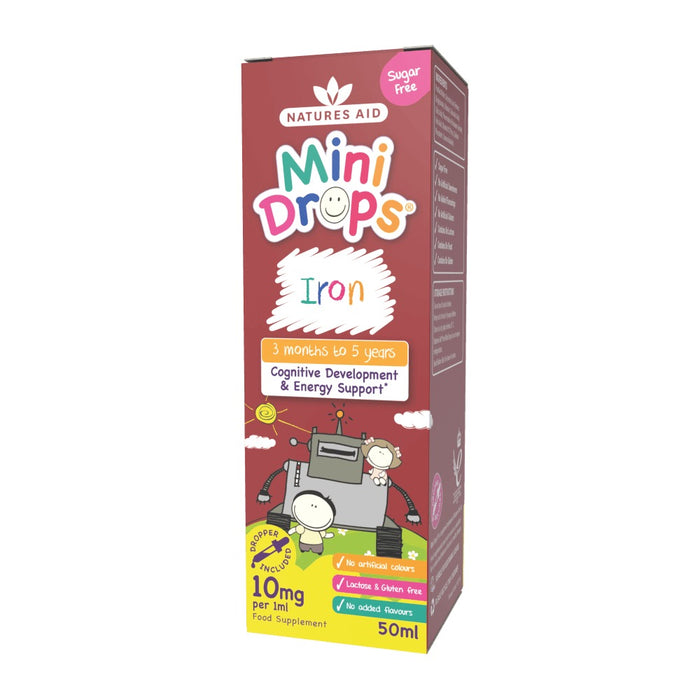 Natures Aid Mini Drops Iron (with Vitamin C, B12 & Folic Acid) 50ml