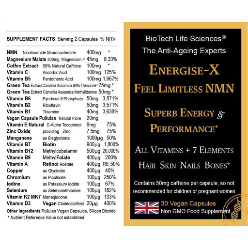 BioTech Life Sciences Energise-X NMN Feel Limitless 30