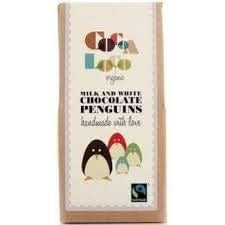 Cocoa Loco Org White & Milk Choc Penguins 110g