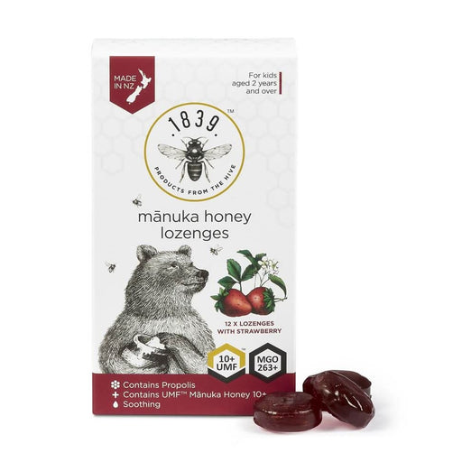 1839 UMF 10+ Strawberry Manuka Honey Lozenges - 12 Pack