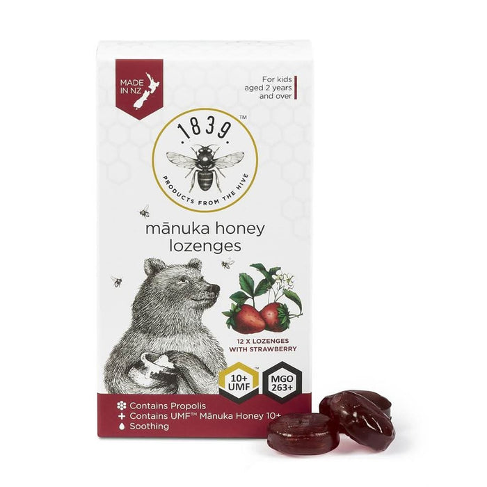 1839 UMF 10+ Strawberry Manuka Honey Lozenges - 12 Pack
