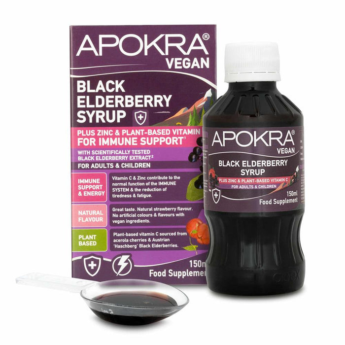 Apokra Elderberry Plant Based Vitamin C & Zinc Syrup 150ml