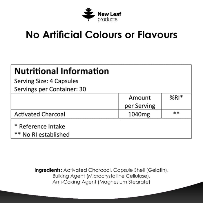 New Leaf Charcoal 120 Capsules