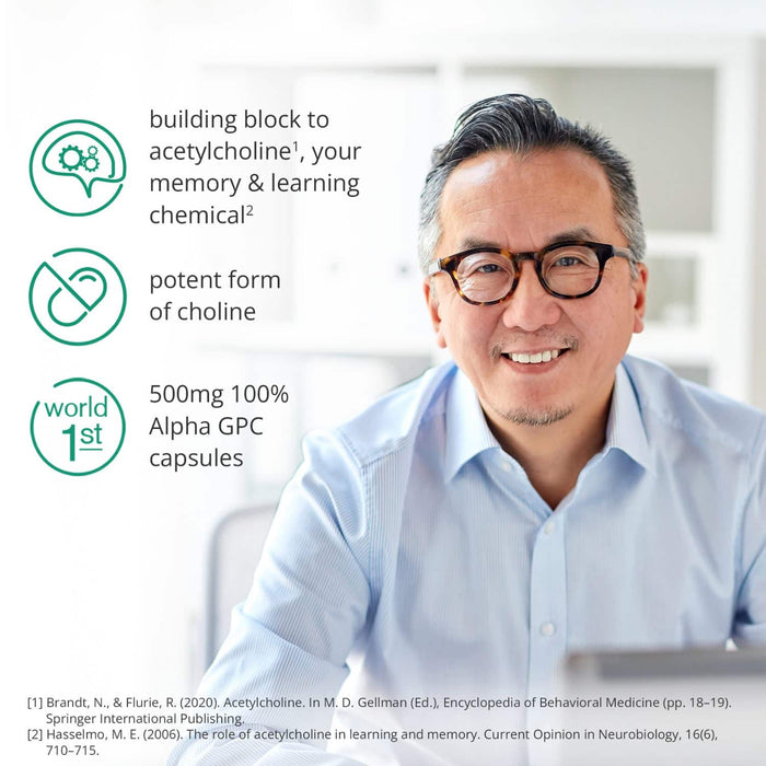 Brain Feed Choline - 99% Alpha GPC 500mg 60 Capsules