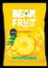 Gently baked dried pineapple slices in a bright yellow packaging, BEAR Fruit brand, no added sugar, high in fiber.