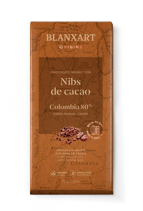 Blanxart 88% COLOMBIA Chocolate with Cocoa Nibs 75g