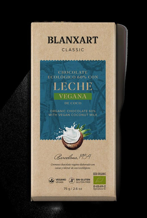 Blanxart Organic 60% Dark Chocolate with Coconut Milk 75g