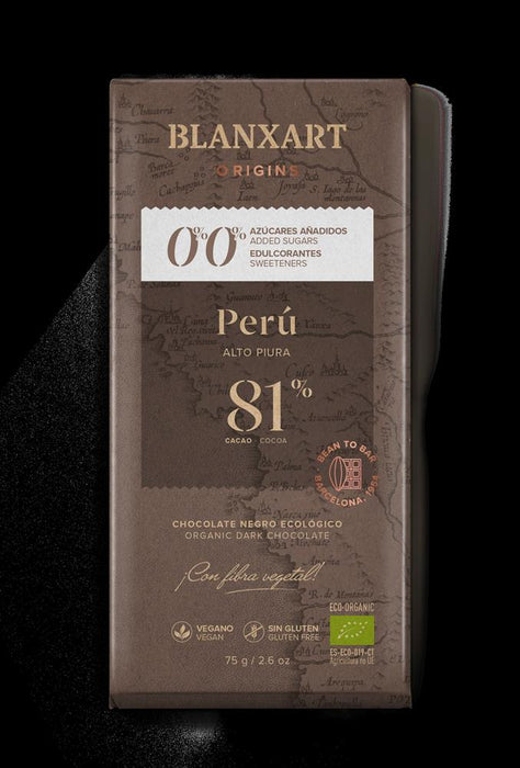 Blanxart 81% PERU Organic Chocolate 75g no added sugar
