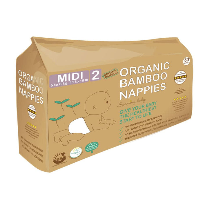 Beaming Baby Organic Bamboo Nappies Size 2 30 Pieces