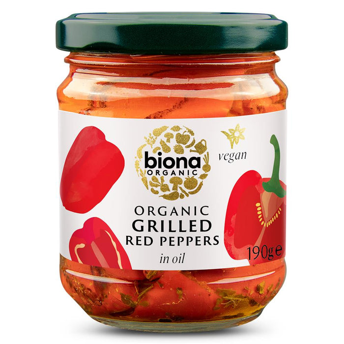 Biona Organic Grilled Red Peppers 190g