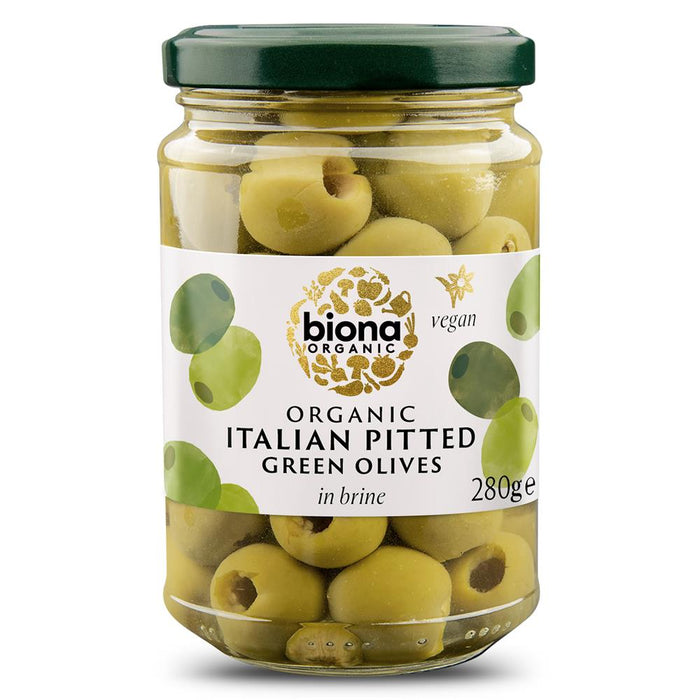 Biona Organic Pitted Green Olives 280g