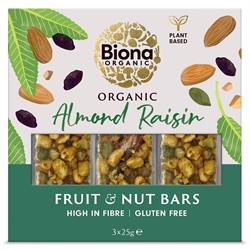 Biona Organic Almond Raisin Fruit & Nut Bars 142g
