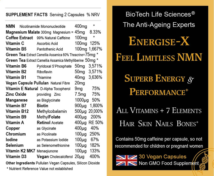 BioTech Life Sciences Energise-X NMN Feel Limitless 30