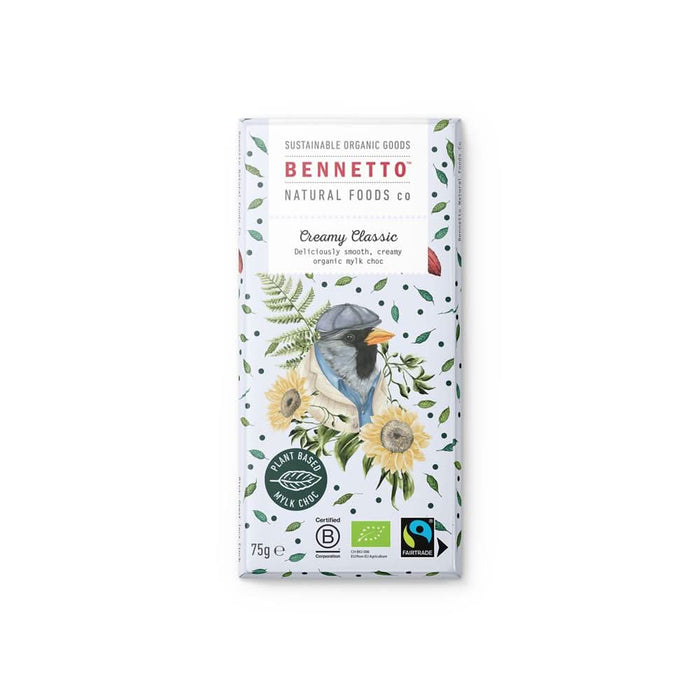 Bennetto Org Creamy Classic Choc Bar 75g