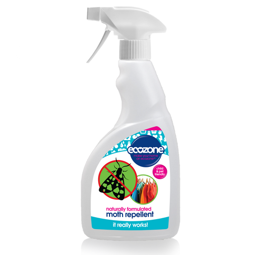 Ecozone Moth Repellent spray, 500ml, featuring a unique formula for naturally repelling moths.