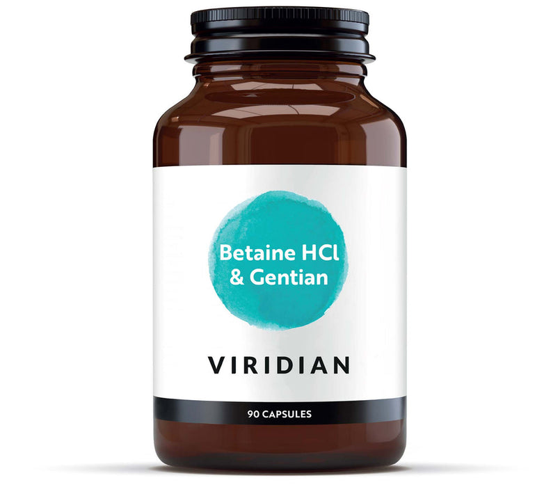 Viridian Betaine HCI with Gentian Root 650mg 90 Capsules