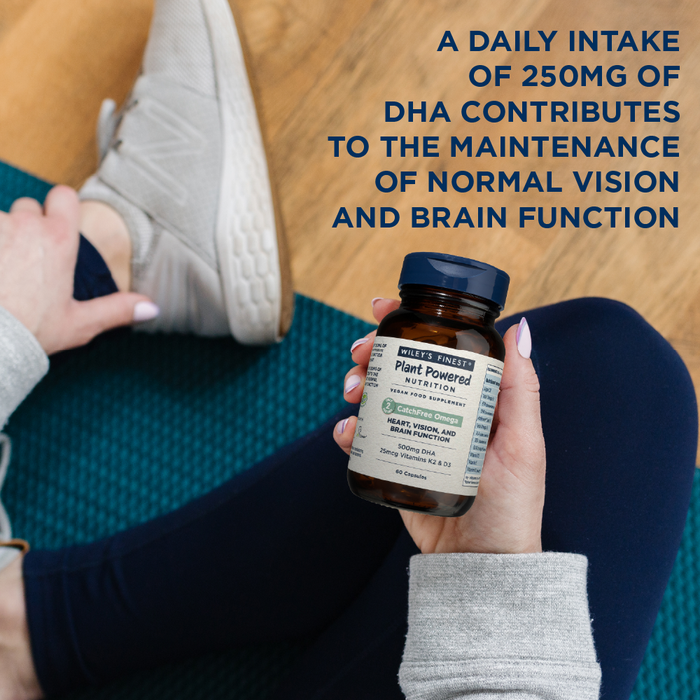 Wiley's Finest Vegan Omega-3 DHA 500mg - Algae-Based 60 Capsules