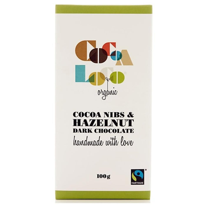 Cocoa Loco Organic Cacao Nib Hazelnut Dark Choc 100g