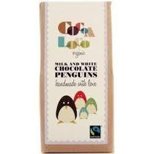 Cocoa Loco Org White & Milk Choc Penguins 110g